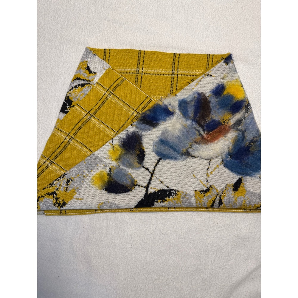 Troubadour Infinity Scarf Women OS Yellow Plaid Floral Knit Cowl Mixed Print